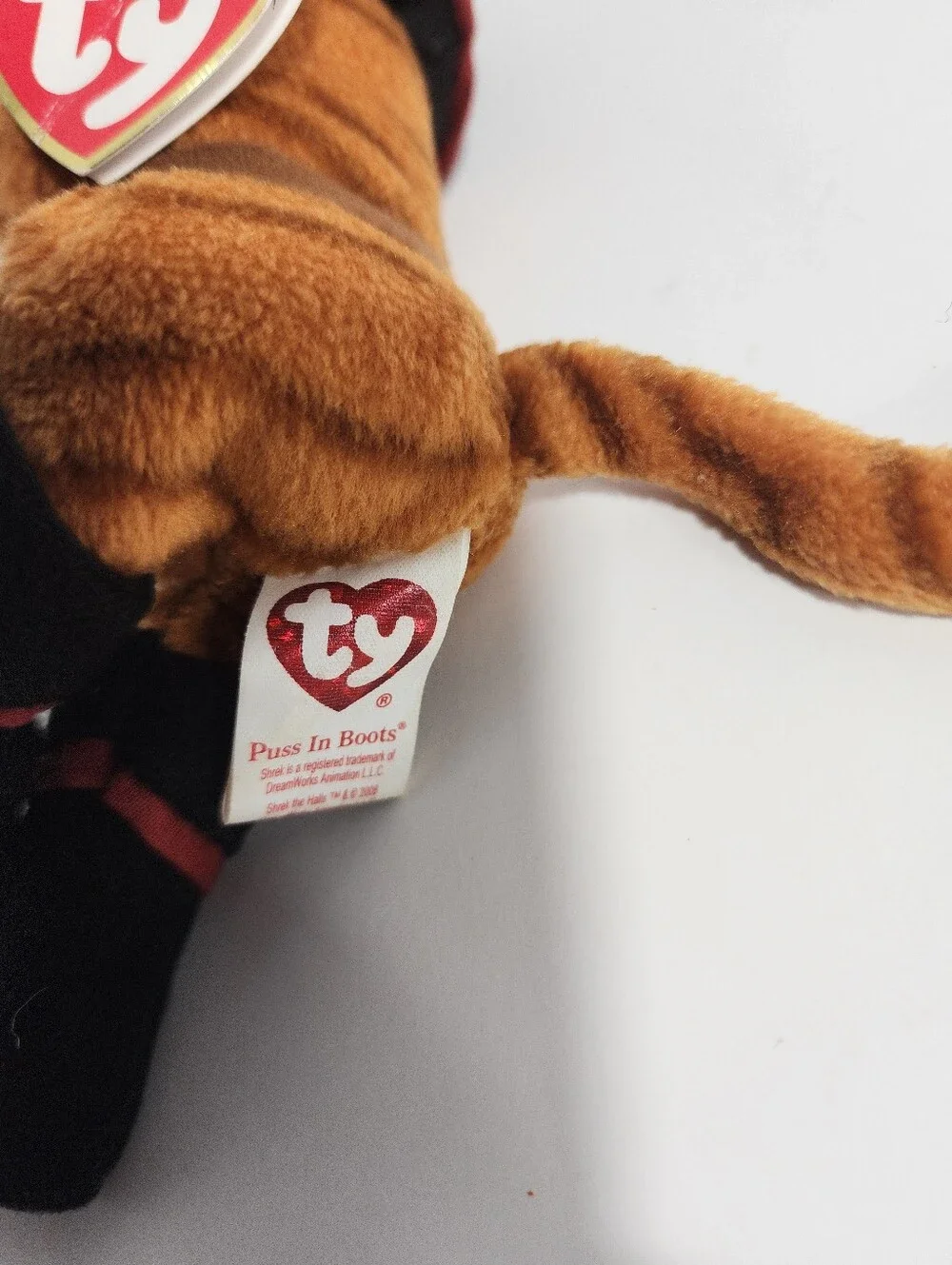 Ty Plush Puss in Boots Cat Toy From Shrek The Halls.